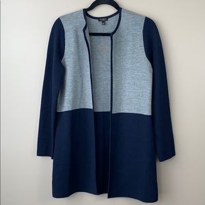 🦋 Talbots navy and gray long colorblock cardigan, size MP